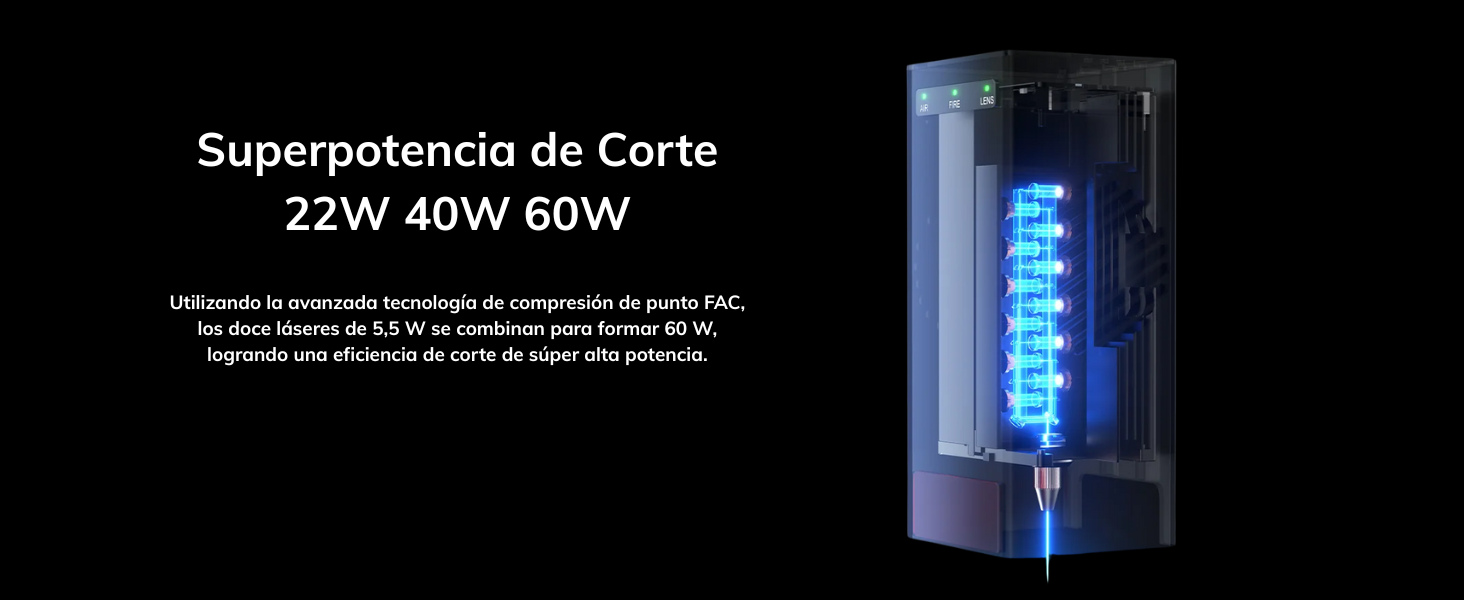 La innovación del FALCON 2 PRO 40W se refleja en funciones que optimizan cada etapa del proceso. La cámara superior integrada permite una alineación milimétrica de los diseños, mientras que la vista previa en tiempo real elimina errores antes de iniciar el grabado. El sistema de asistencia de aire con ajuste manual/automático y el monitoreo de flujo aseguran detalles nítidos y un rendimiento estable en cada material. Además, el cajón para residuos mantiene el área limpia, y el sistema anti-llamas detiene automáticamente el equipo en caso de emergencia, combinando eficiencia y protección en un mismo equipo.